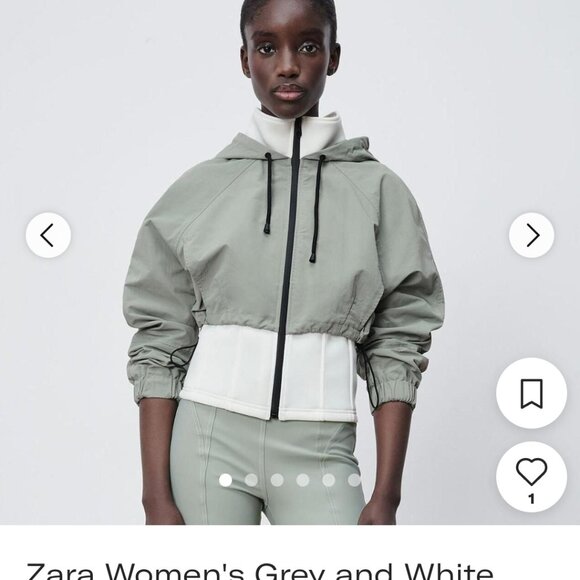 Zara Contrast Neoprene Effect Hooded Jacket Size L Sporty Cropped - Picture 3 of 14